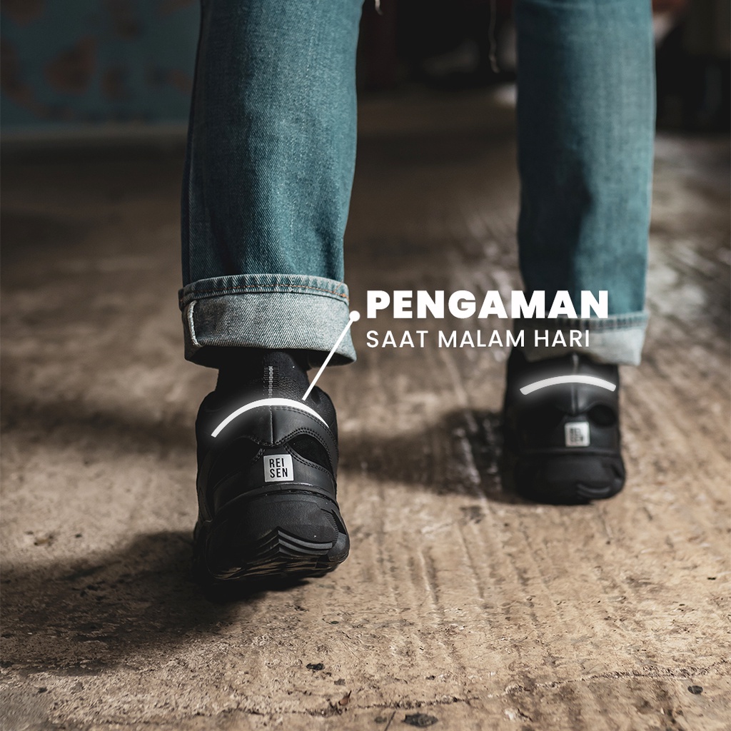REISEN GEAR - MAMBA | Sepatu safety boots ujung besi dengan telapak besi sefty buts cocok untuk sepatu proyek dan sepatu gunung