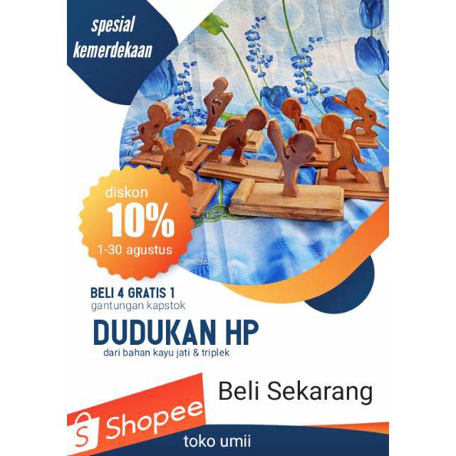 dudukan hp kayu unik