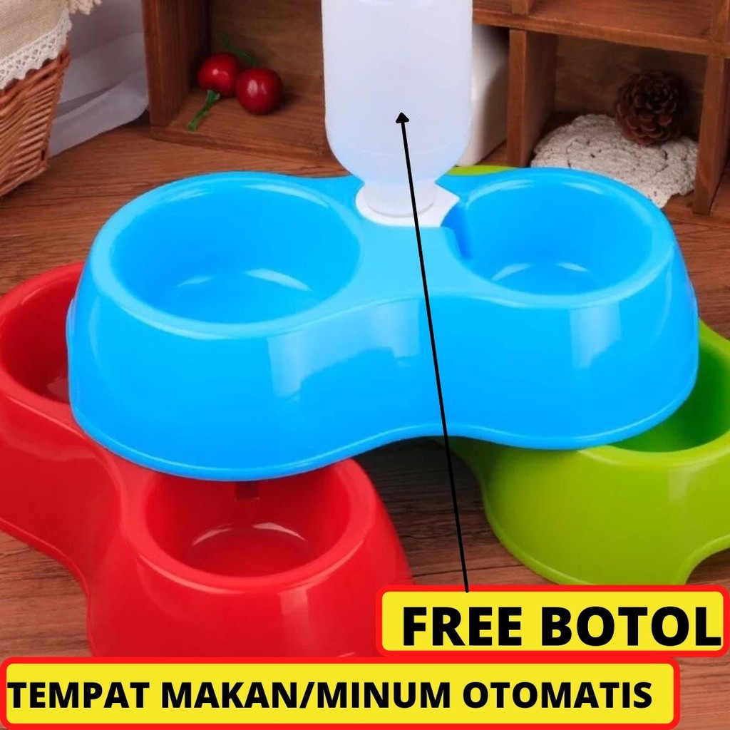 Tempat Makan Minum Otomatis  Hewan Kucing Anjing  Free botol Fefarm