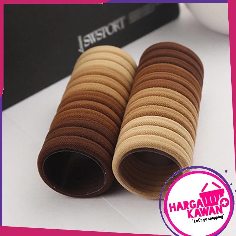 Ikat Rambut Karet Seamless Coklat Gaya Korea Untuk Wanita (5 Pcs)