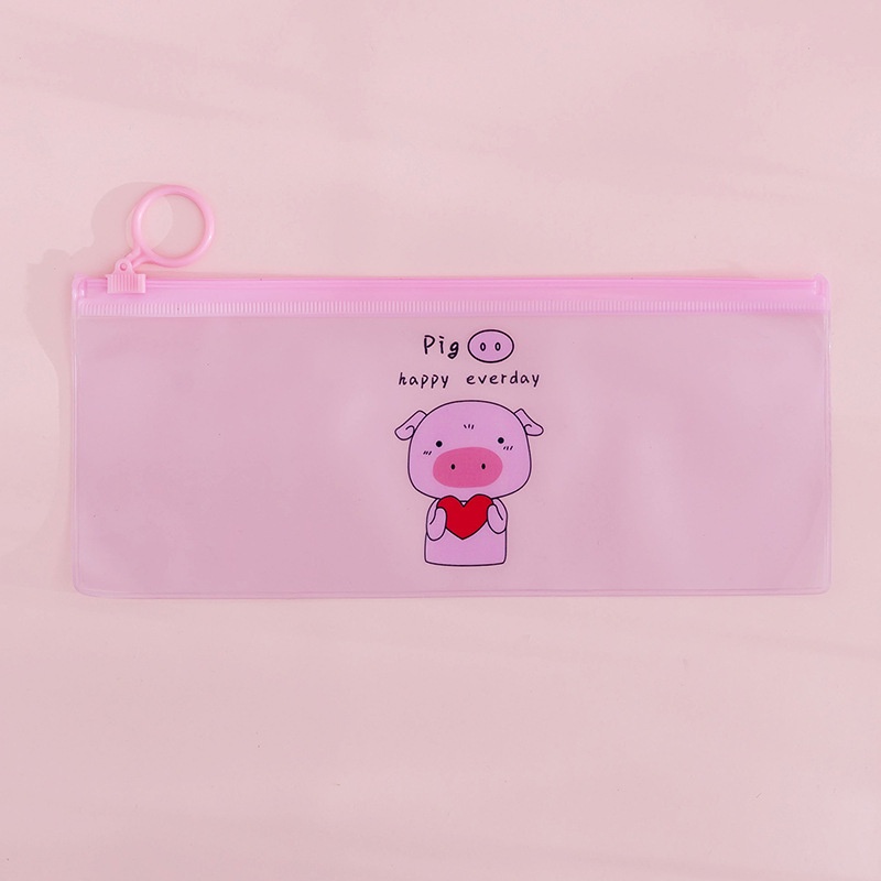 Tempat Pensil unik motif Transparan Sumikko Gurashi motif zipper-Pig Love