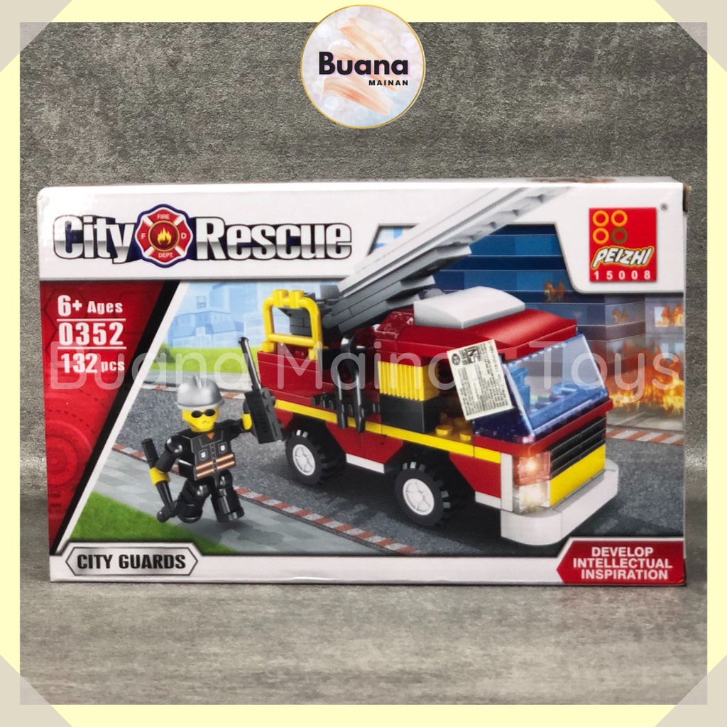 BRICKS PEIZHI CITY RESCUE MODEL PEMADAM KEBAKARAN MAINAN EDUKASI ANAK COWO BRICK BALOK 0352