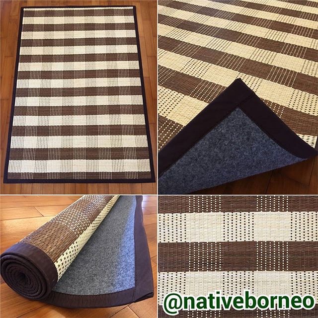 140cm x 200cm Karpet Webbing Coklat, Tikar Saburina, Tikar Rotan Kalimantan, Karpet Anti Slip, Karpe