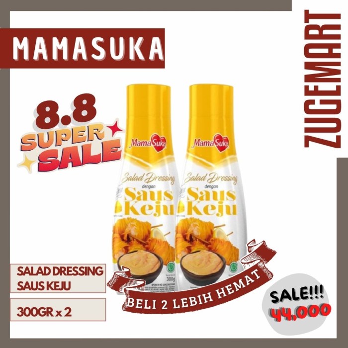 

Paket Spesial 8.8 Mamasuka Saos Keju Salad Dressing 300gr - 2pcs