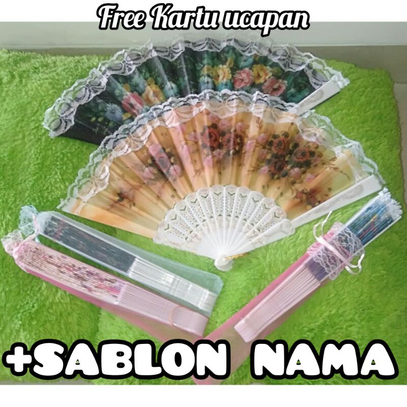 Souvenir Kipas Spanyol Kemasan tile free Sablon nama