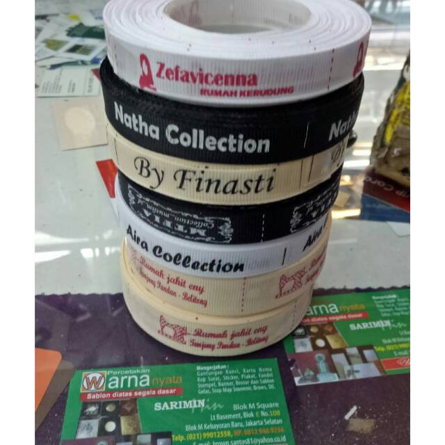 

Sablon satu warna pita gosgren satin katun sablon pita satin