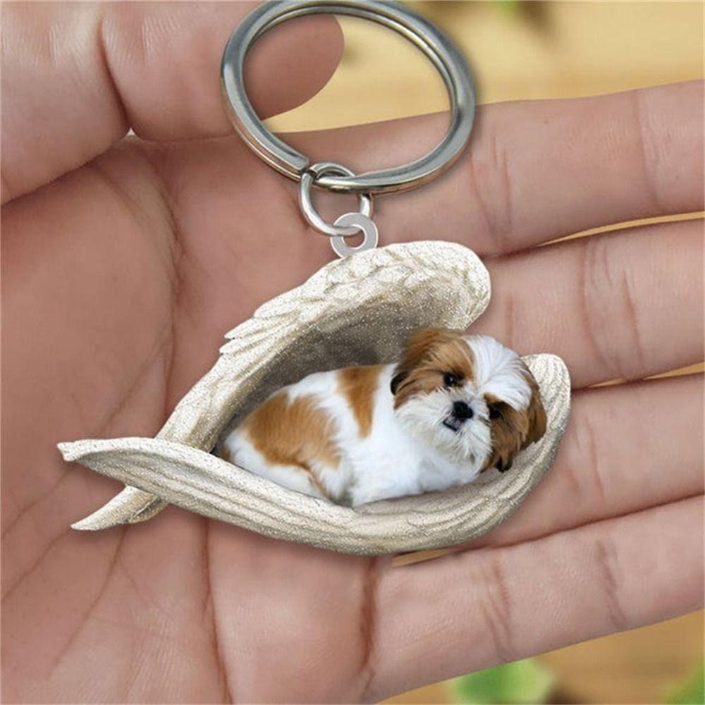 [Elegan] Gantungan Kunci Anjing Pintu Rumah Hadiah Anak Keyring Tidur Malaikat Hadiah Perhiasan Pet Keychain Animal Keychain