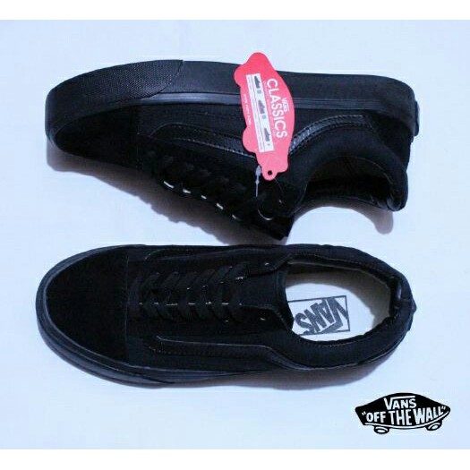 Sepatu Vans Oldskool Fullblack Hitam Sekolah Kerja Kuliah Black Mono Traning Paskibra Ospek MOS