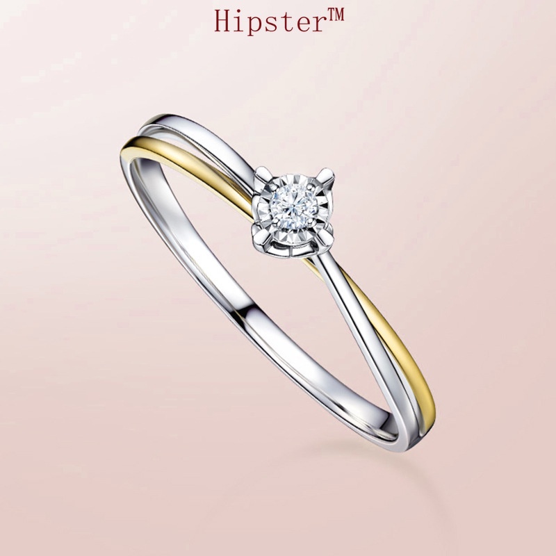 New Hot Sale Simple Fashion Diamond 24K Gold Two-Tone Ring