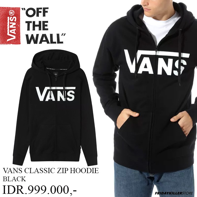 JAKET VANS OFF THE WALL | VANS CLASSIC ZIP HOODIE BLACK WHITE