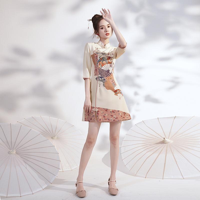 2022 spring and summer young improved cheongsam dress small short Chinese style r