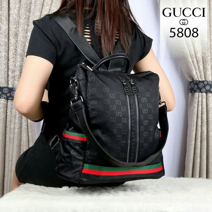 JUAL MURAH TAS WANITA IMPORT TAS RANSEL BLACK GUCCI SEMI ORIGINAL