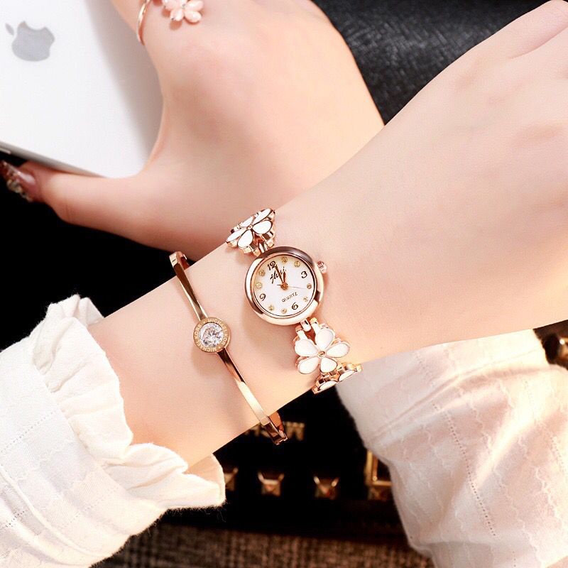 Jam Tangan Wanita ANGEL Kecil Gaya Korea Fashion Trendy / Jam Tangan Gelang Wanita Bunga Kecil