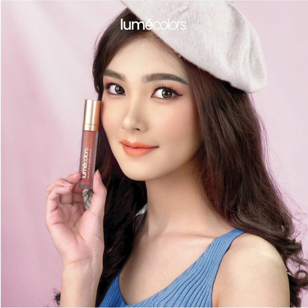 [3in1] LUMECOLORS Cheek Mousse Lipstik 5ml  Multifungsi Eyeshadow Perona Pipi Blus On Lumecolor Lipcream Bibir Kering shade spicy coral Stokist Lume Surabaya-1