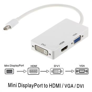 Mini Display Port to DVI VGA HDMI Adapter Cable 3 in 1 DP Thunderbolt Displayport