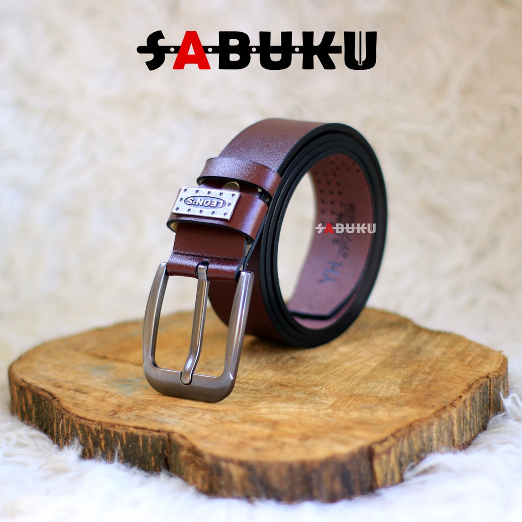 Ikat Pinggang Pria Kulit Leather Model Jarum Sabuk Pria Kulit Men Belt Fashion  - 006