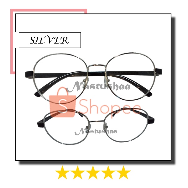 Kacamata Fashion Unisex / Kaca Mata Korea Frame Besi Oval Retro Untuk Pria dan Wanita FREE CASE