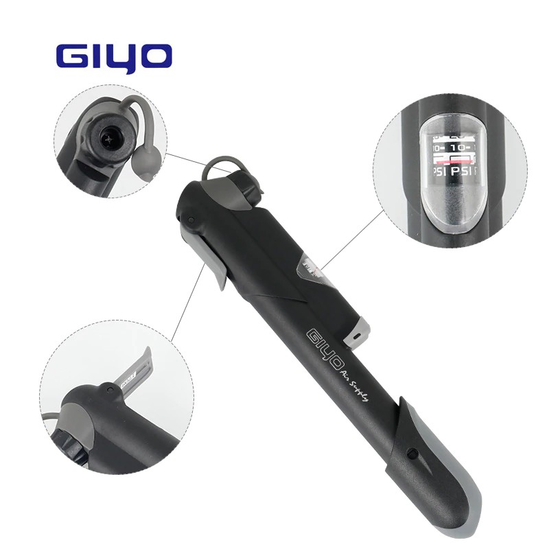 515 GIYO GP-41S Portable Bicycle Mini Air Pump Tire Inflator With Gauge