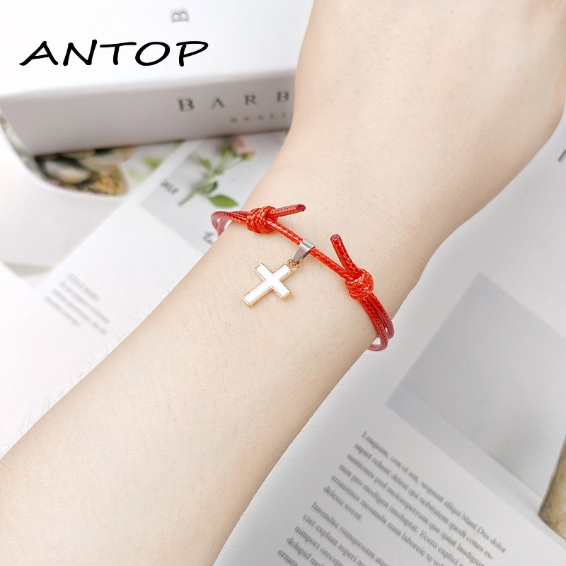 2 Pcs Gelang Couple Tali Lilin Untuk Persahabatan/bestie Pasangan Cross ANTOP