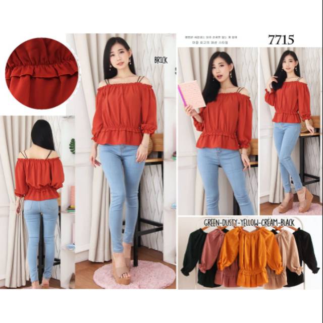 Atasan Sabrina Wanita/Blouse Sabrina/Sabrina Polos lengan panjang/Baju Atasan Wanita