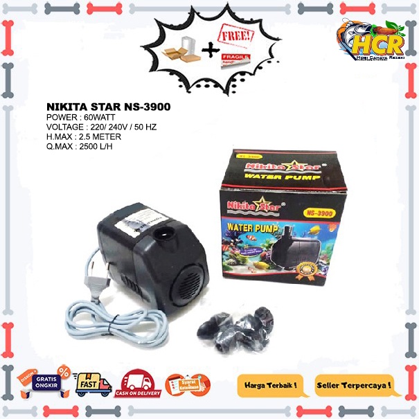 NIKITA STAR NS-3900 Water Pump Pompa Air Aquarium Kolam NS 3900