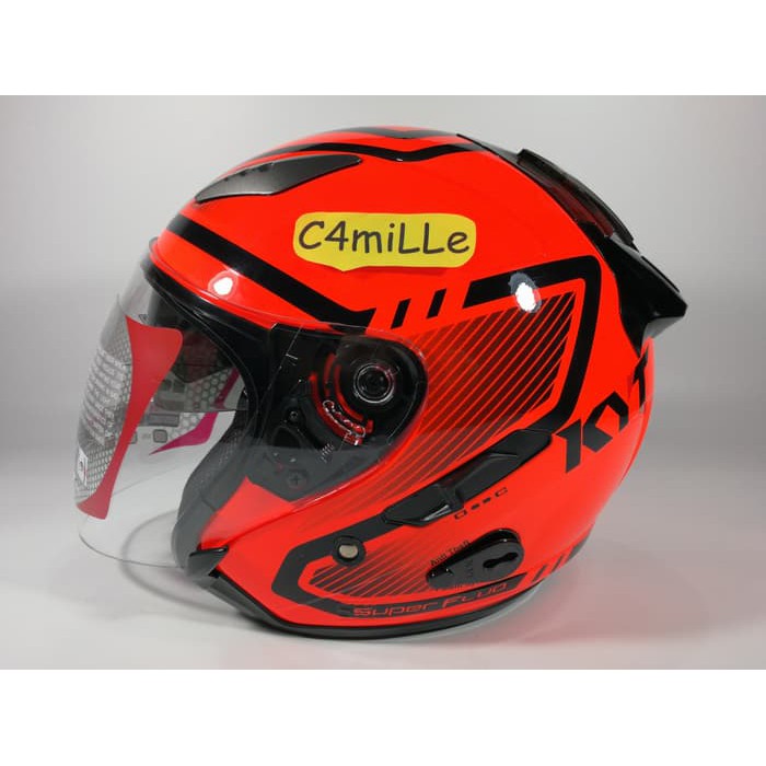 Helm KYT Galaxy Double Visor Super Fluo Red Fluo