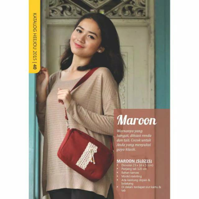 TERMURAH TAS WANITA TALI PANJANG TERBARU BRANDED  IMPORT BATAM HEEJOU MAROON ETNIK KAIN VINTAGE