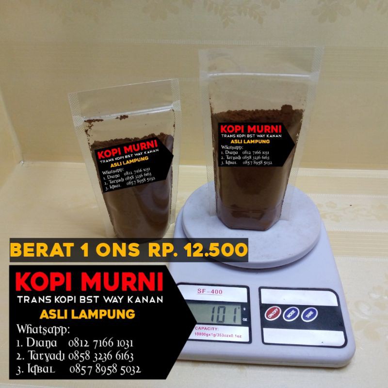 

(bayar di tempat) kopi bubuk asli lampung kemasan 100 gr