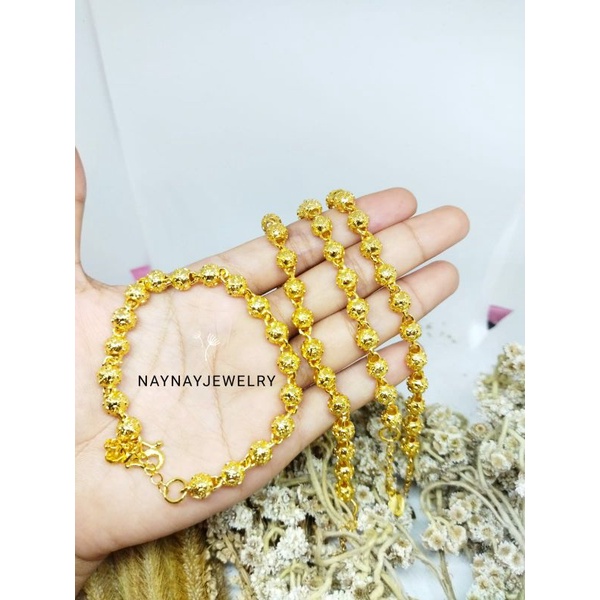 Gelang bola warna mirip emas 24k