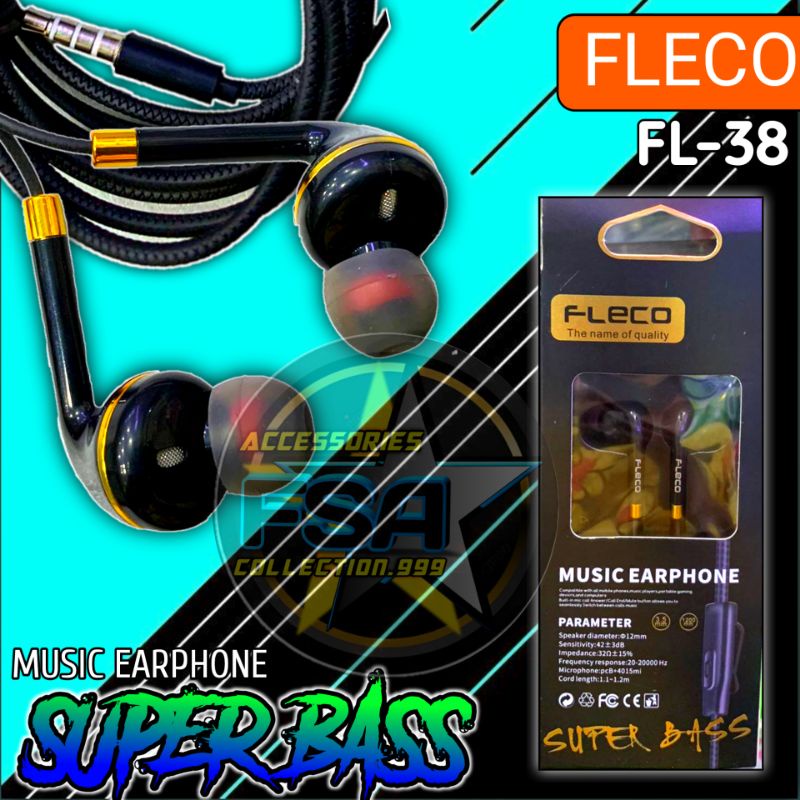 Original Headset Fleco FL-38 SUPER BASS Auriculares In ear Hi-fi Sounds Quality