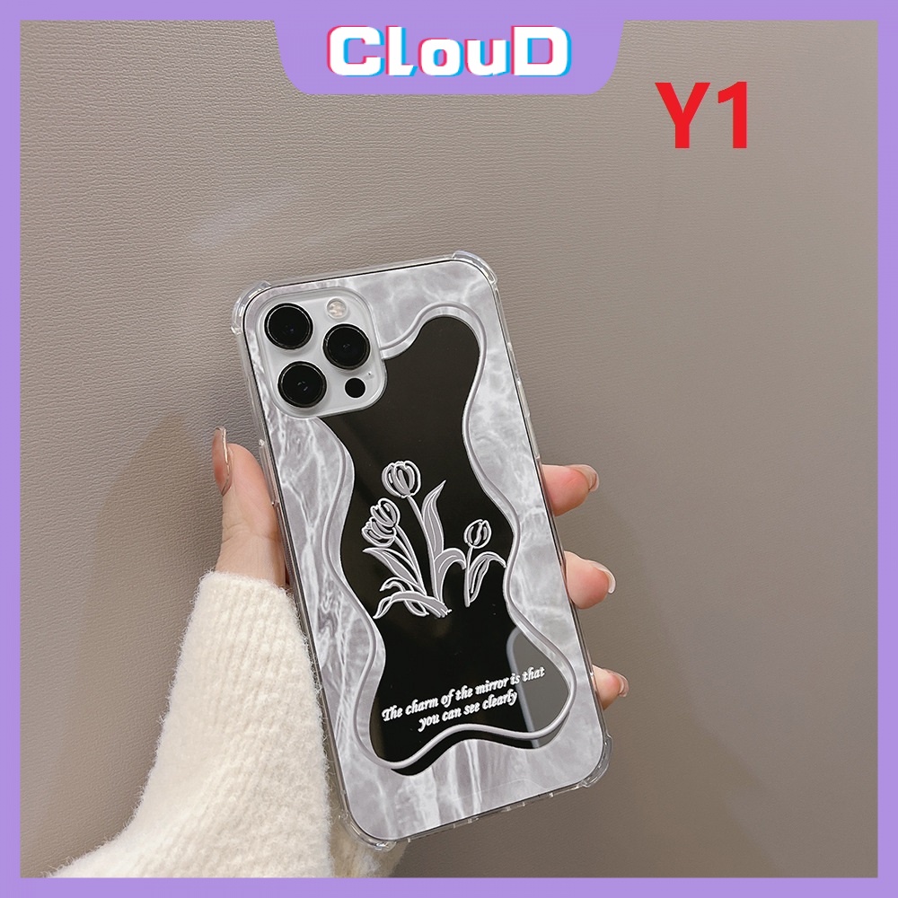 Soft Case TPU Motif Bunga / Bulan / Daun / Cermin Untuk IPhone 11 13 12 Pro Max 7 8 Plus XR X XS Max SE 2020