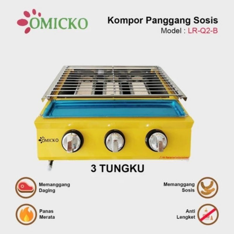 OMICKO Kompor Panggangan Gas / Mesin Panggang 2 Tungku , 3 Tungku , 4 Tungku