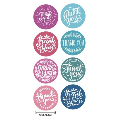 (50pcs) Stiker Thank You Bulat size 2,5cm / Thank You stickers Olshop etc-Colorful desain