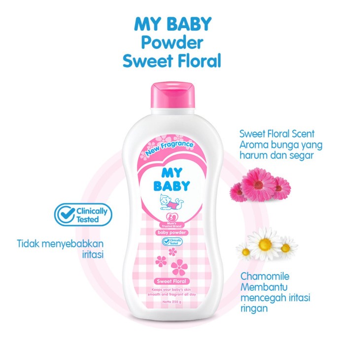 MY BABY Powder Extra Fill Bedak Bayi [250 g] - Sweet Floral