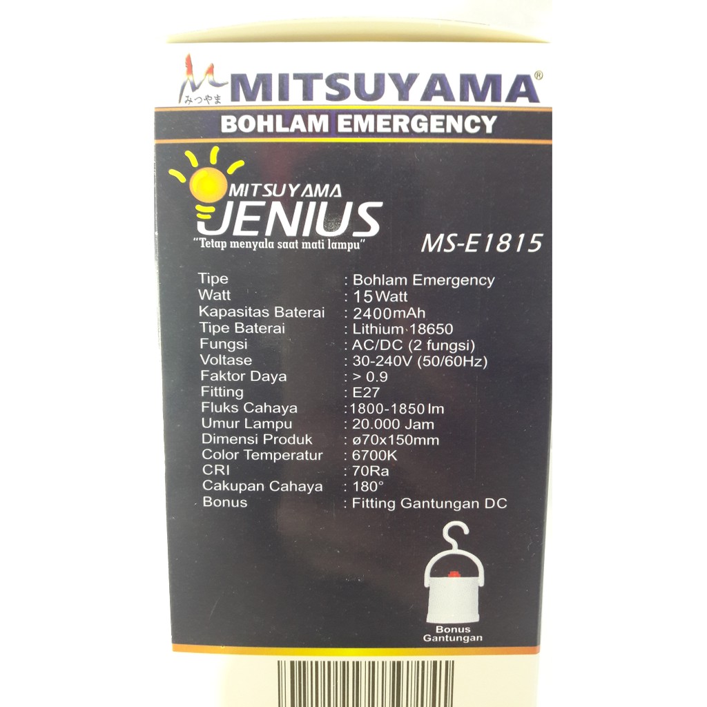 15 Watt Lampu LED Genius Jenius Emergency/ Mitsuyama Magic ACDC 15W 15Watt