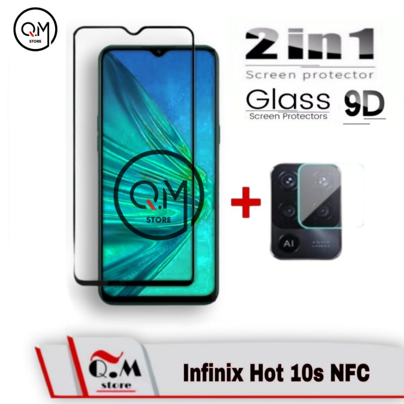 Paket 2 In1 Tempered Glass Layar Infinix Hot 10s / Infinix Hot 10s NFC / Hot 10 Screen Quard High Quality Pelindung Layar Full 9D