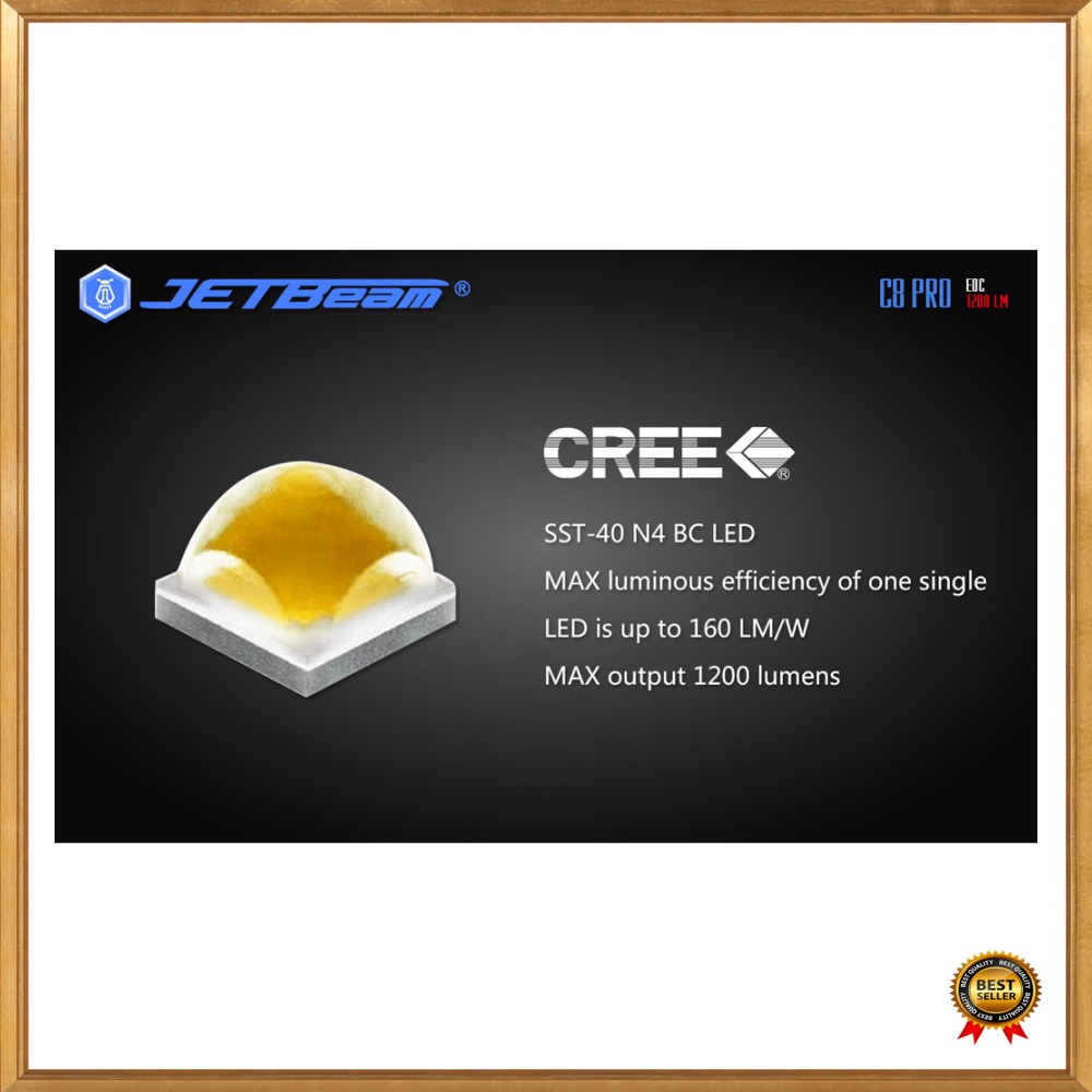 Jual JETBeam C8 Pro Tactical Senter LED Cree SST-40 N4 BC 1200 Lumens - Black Berkualitas