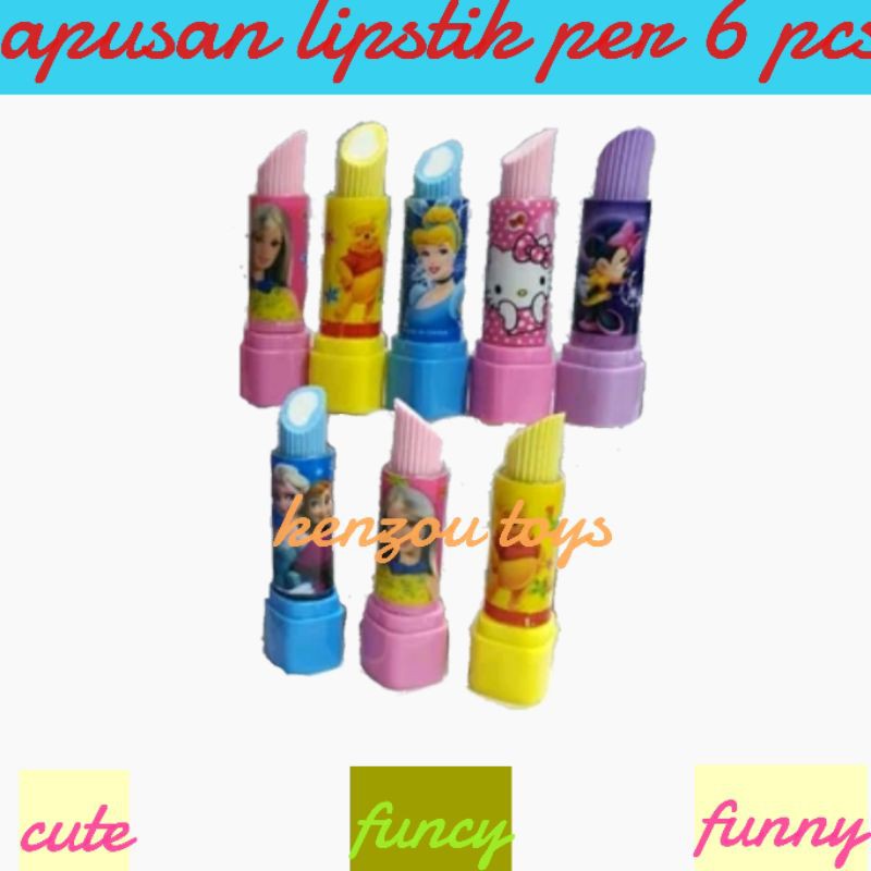 penghapus bentuk lipstik per 6pcs