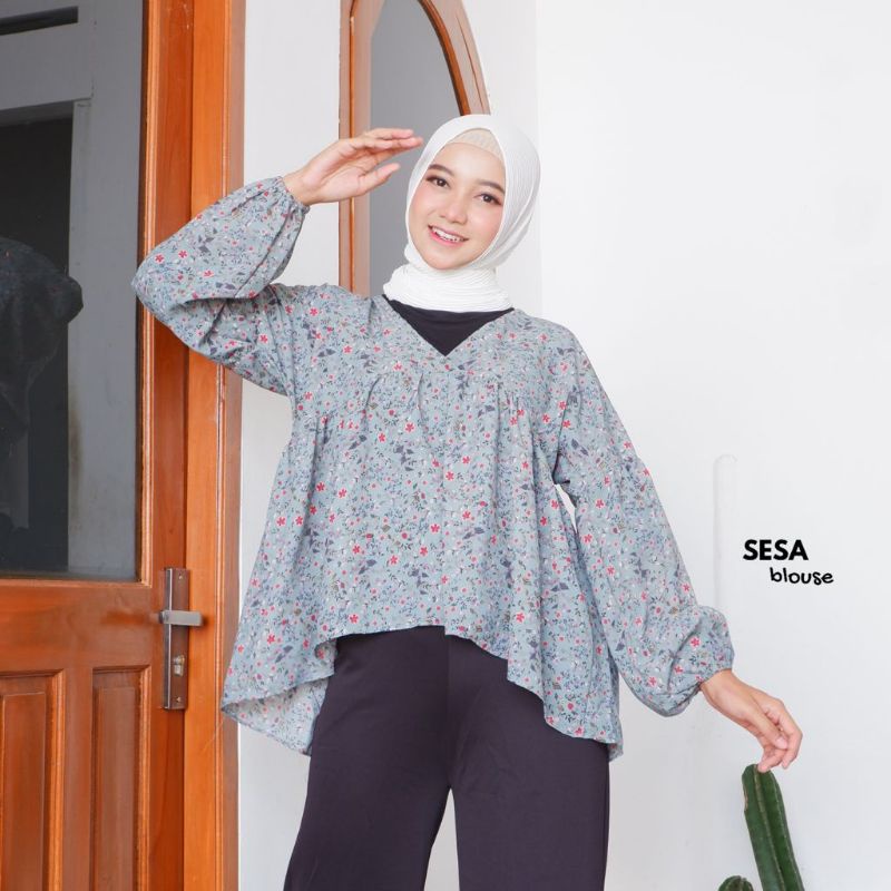 BLOUSE Bisa COD/Bayar ditempat/Gratis Ongkir  || Blouse TARTAN LENGAN BALON MIZU KOREAN STYLE | KEMEJA FLANEL WANITA NUMMA/KEMEJA CROP LENGAN PANJANG TARTAN-Sesa Wardah