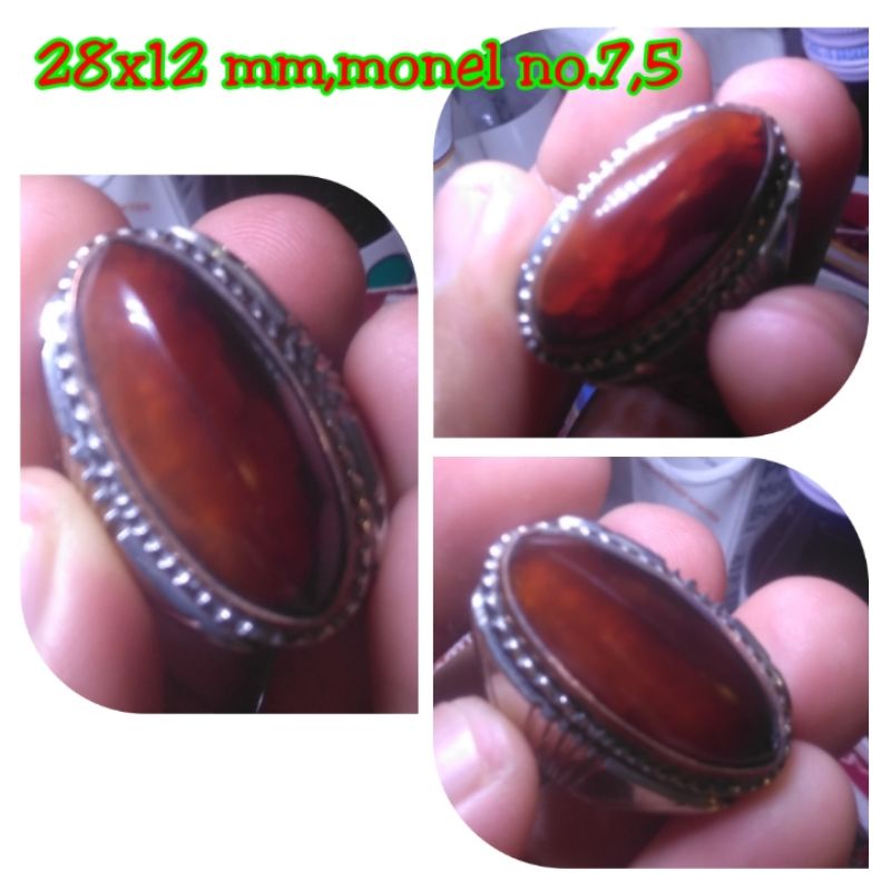 akik pandan nasmer /merah ring monel handmade ciamis