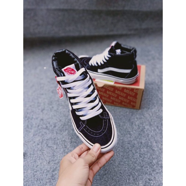 SEPATU V4NS SK8 HIGH BLACK WHITE PREMIUM MADE IN CHINA WAFFLE IFC