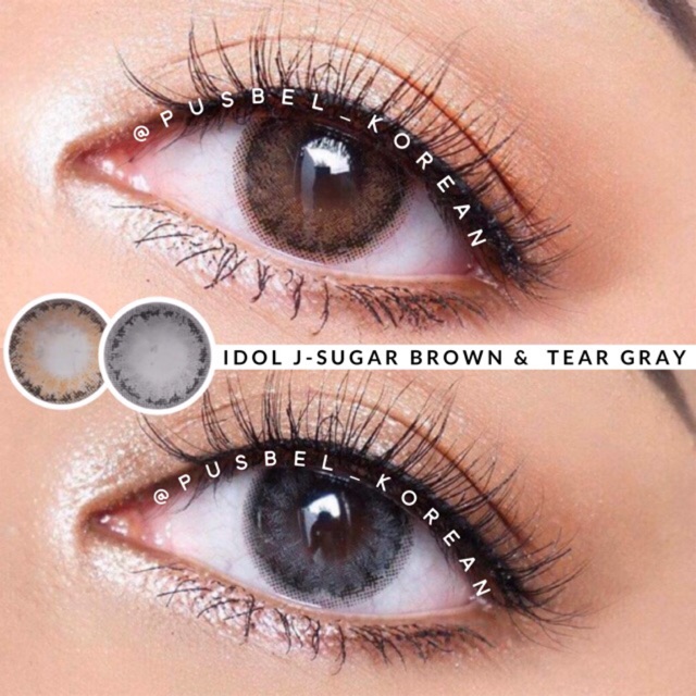 Idol J tear gray &amp; sugar brown softlens original korea