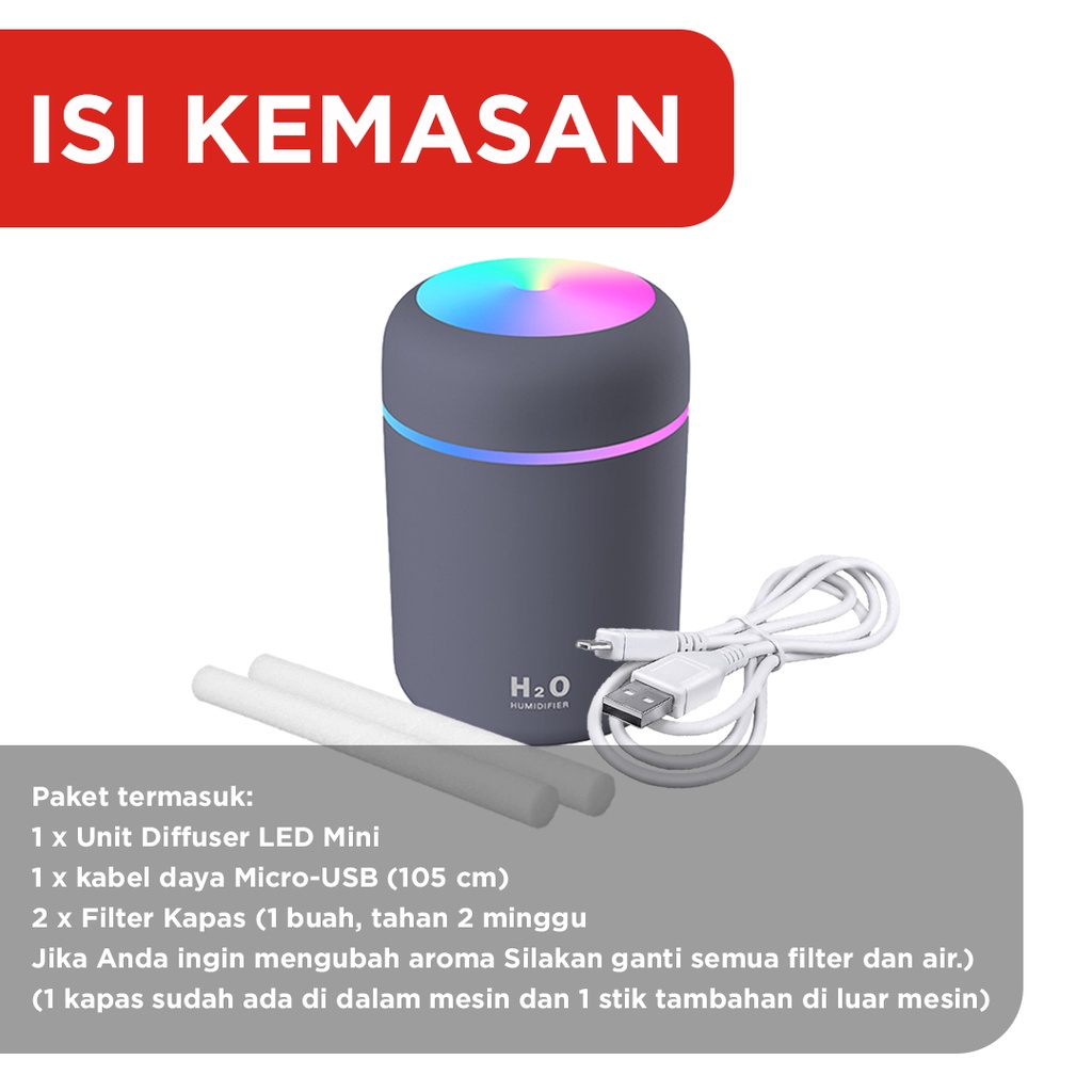 Humidifier 300ML Aromatherapy Purifier Diffuser Portable Mini USB Aroma Warna-warni Diffuser