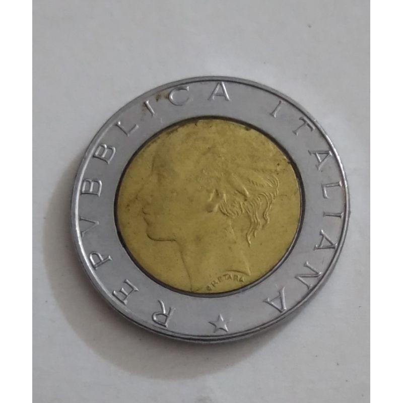 Uang Koin Kuno Luar Negeri 500 Lira Italia tahun 1989