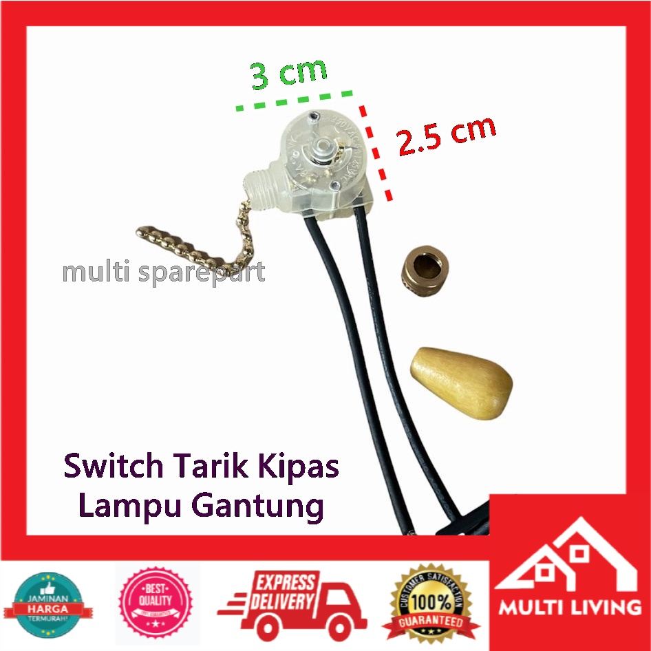 Switch Saklar Tarik lampu hias Kipas Angin Gantung Dinding Meja Universal