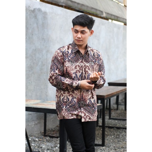 BYLOVEBATIK - Kemeja Batik Pria Lengan Panjang - Lokatara Mocca