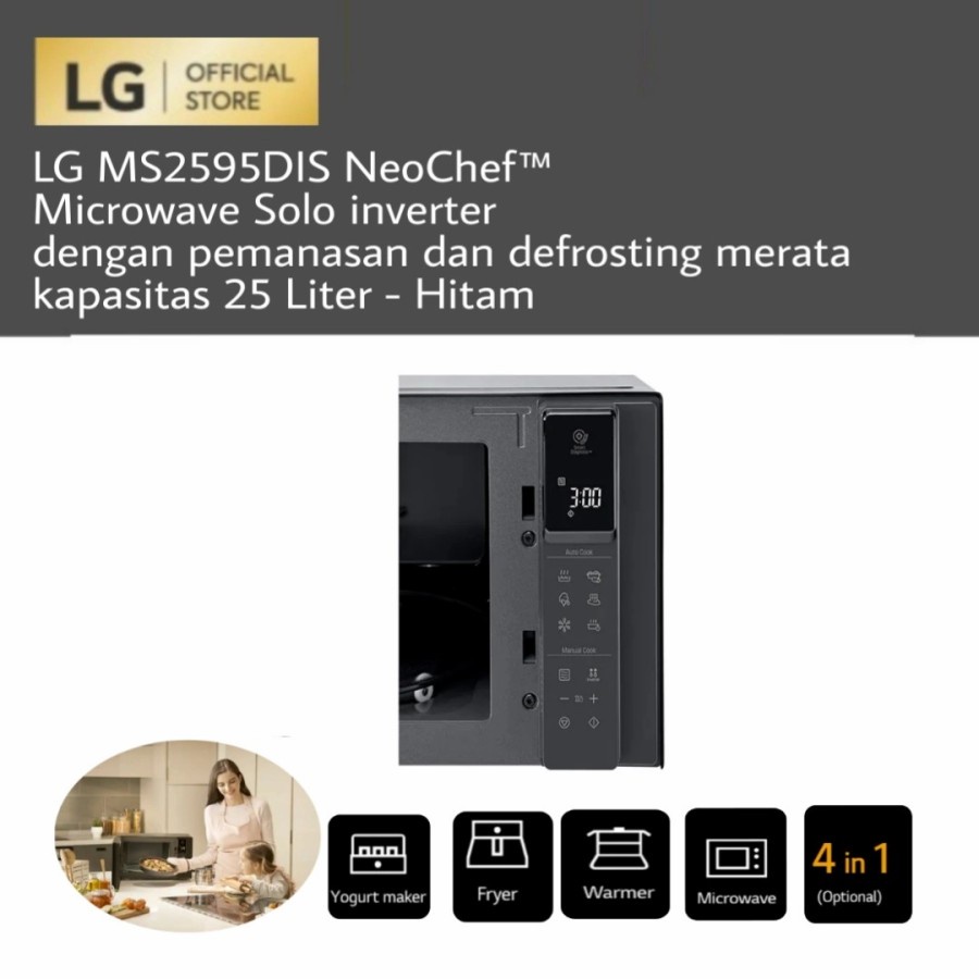 LG MS2595DIS NeoChef™ Microwave Solo inverter dengan Pemanasan