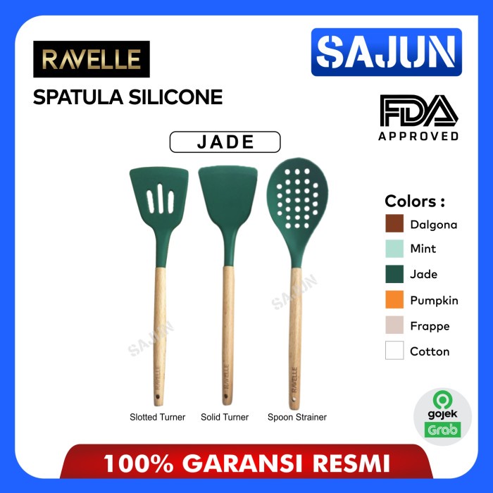 RAVELLE Silicone Spatula Sutil Slotted/Solid Turner Spoon Strainer - Slotted Turner, Dalgona