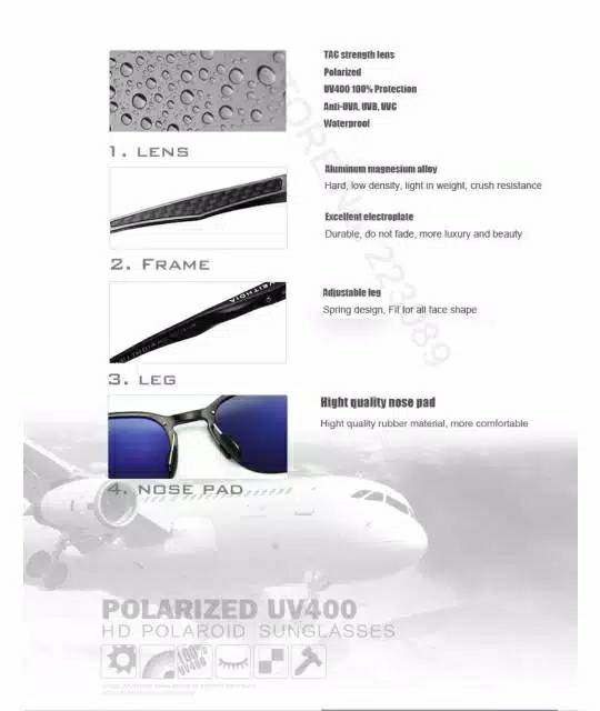 COD Veithdia Kacamata Polarized Anti Ultraviolet Pria Wanita