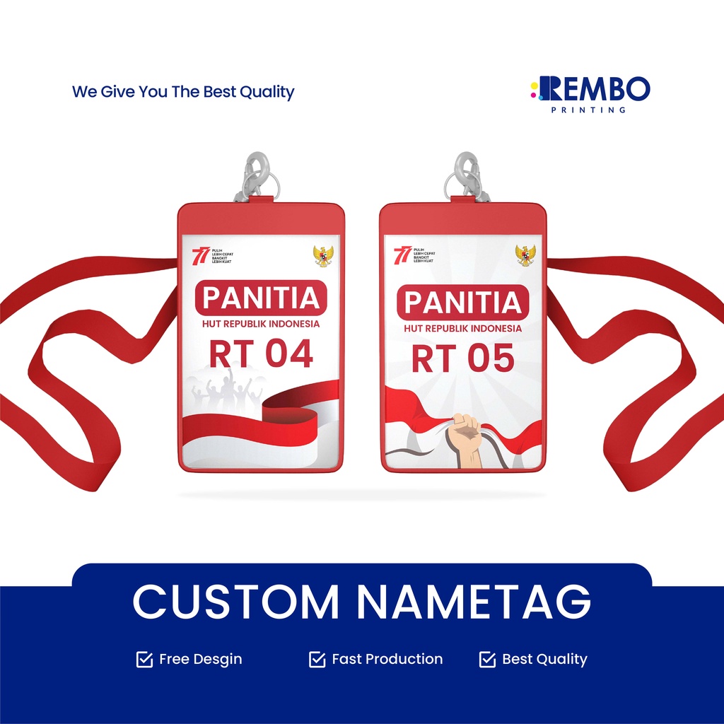 CUSTOM NAMETAG PANITIA LOMBA 17 AGUSTUS HUT RI 17AN HARI KEMERDEKAAN INDONESIA